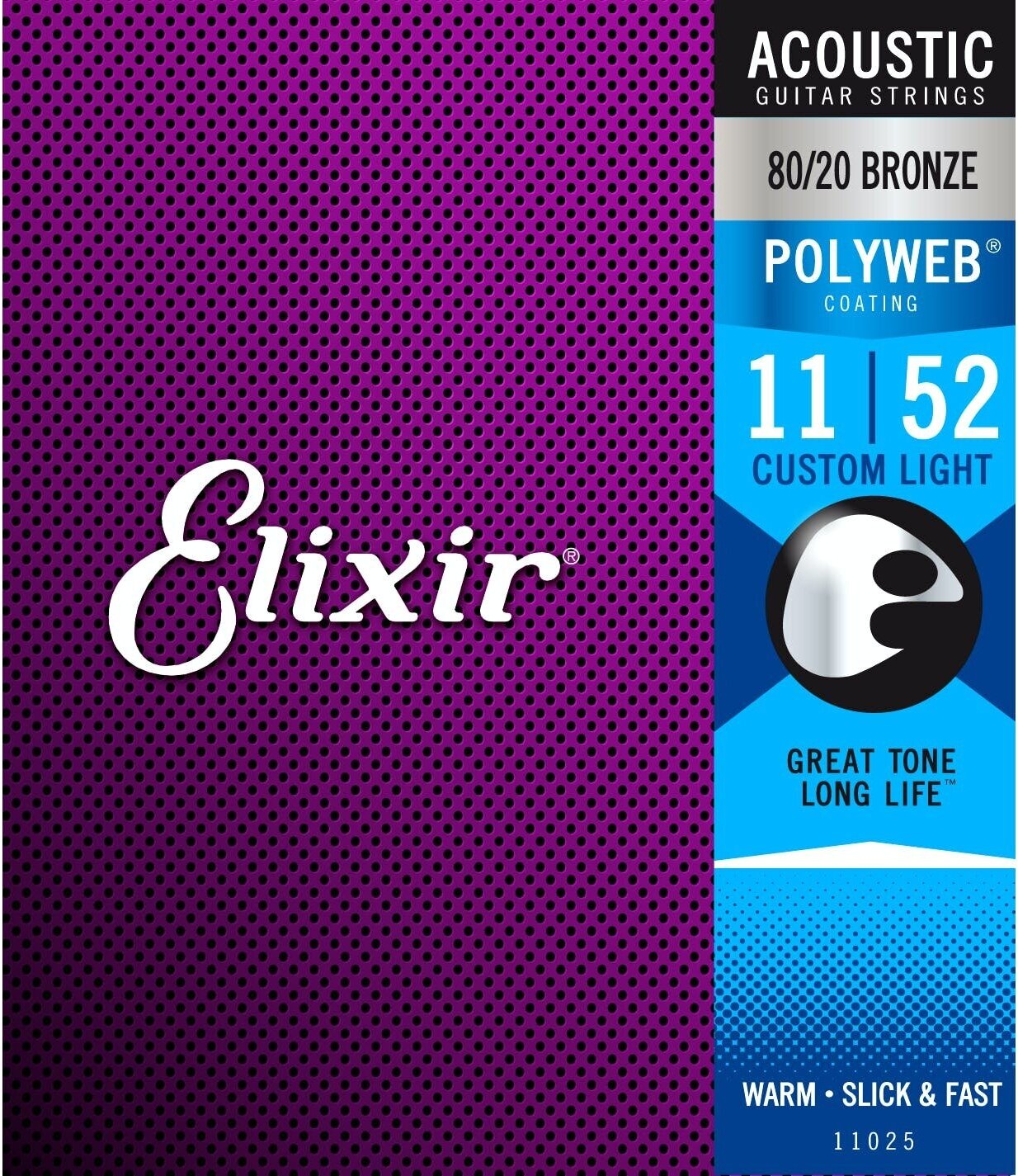 Elixir 11025 PolyWeb струны для акустич. гитары Custom Light 11-52 бронза 80/20