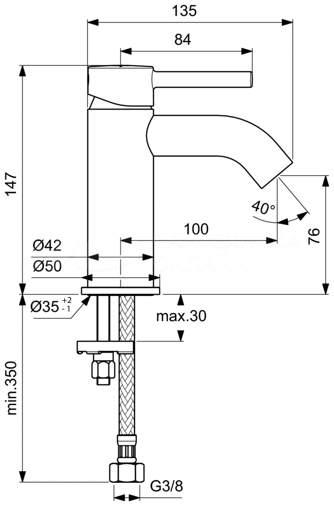 Смеситель для раковины (умывальника) Ideal STANDARD Ceraline BC 268 AA хром - фотография № 4