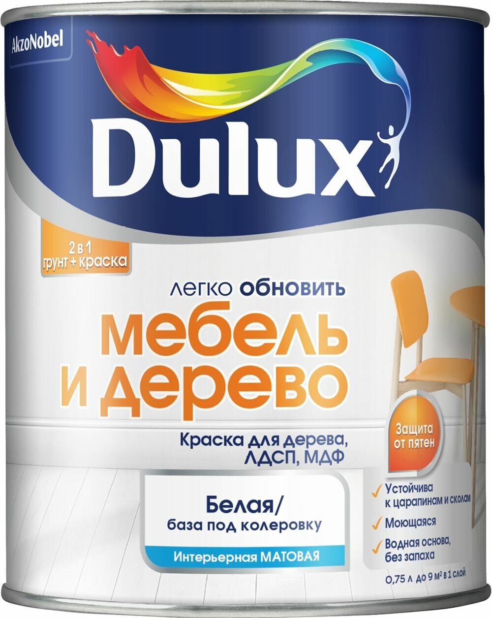 Краска для дерева, ЛДСП, МДФ Dulux BC матовая 0,75 л