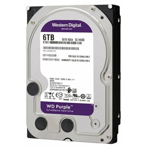 Жесткий диск HDD Western Digital 6Tb Purple Surveillance 35 WD60EJRX 1795100₽
