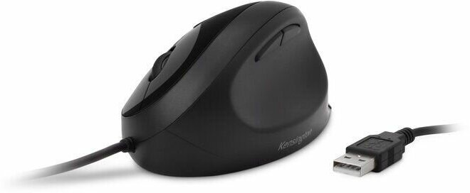 Эргономичная проводная мышь Kensington Pro Fit (K75403) Kensington Pro Fit Ergo - mouse - ergonomic - 5 buttons - wired - USB - black - retail