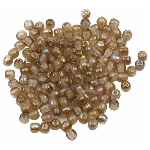 Стеклянные чешские бусины, круглые, Glass Pressed Beads, 2 мм, цвет Crystal Brown Rainbow, 150 шт.