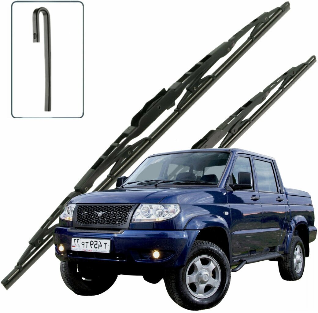 Дворники UAZ Patriot Pick-Up УАЗ Патриот Пикап 23632 2008 2009 2010 2011 2012 2013 2014 каркасные для автомобиля 530мм-530мм 2 шт