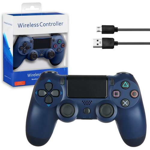 Джойстик для PS4 беспроводной AA темно синий no logo 449400₽