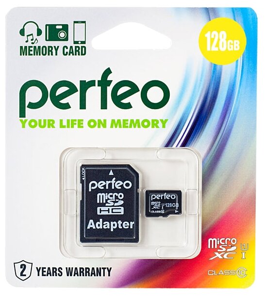 Карта Памяти microSDXC 128Gb Perfeo Class 10 Uhs-i U1 + ADP Pf128gmcsx10u1a .