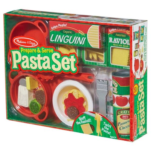 фото Набор продуктов с посудой melissa & doug prepare & serve pasta set 9361 разноцветный