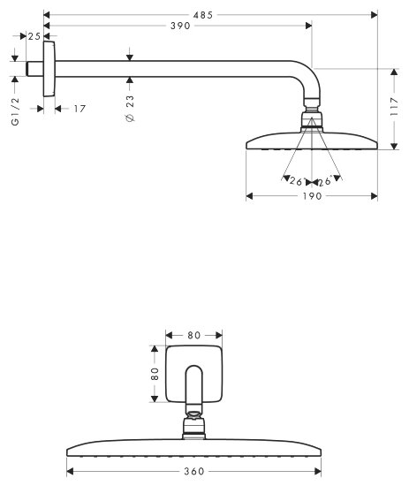 Лейка верхнего душа Hansgrohe Raindance E 27376000