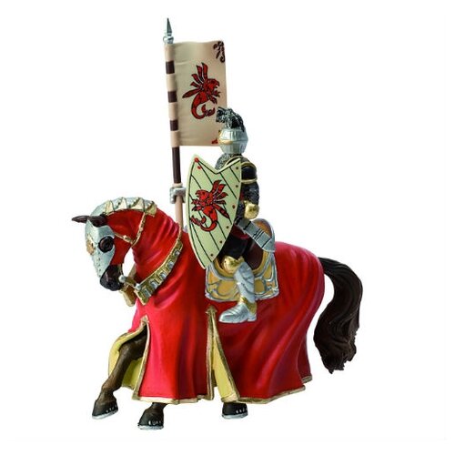 Фигурка Bullyland Красный рыцарь с флагом на коне 80893, 14.5 см