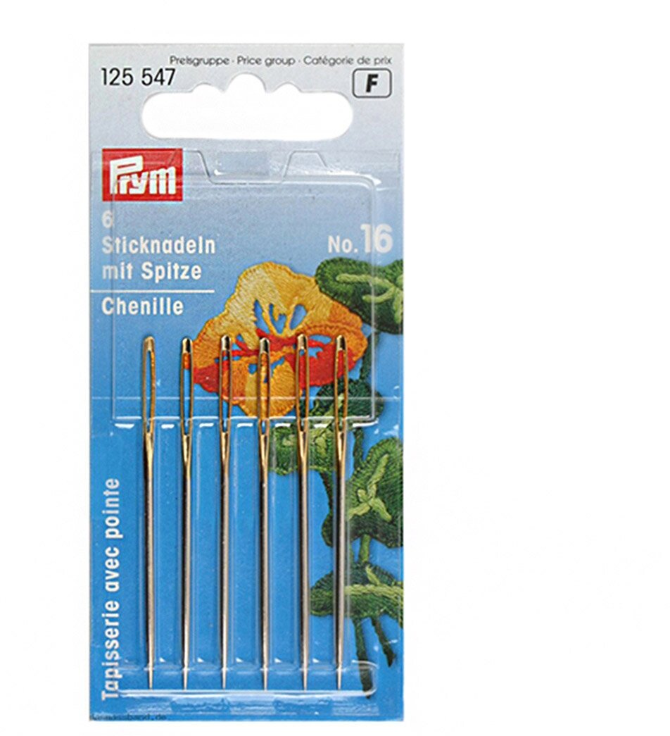 Иголки для шитья и вышивания ручные синель Chenille № 16, 6 шт, Prym 125547