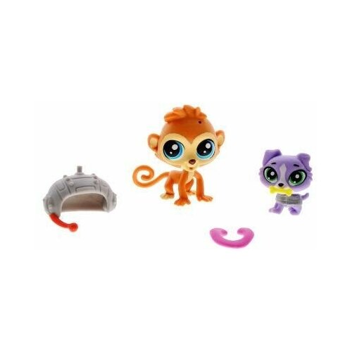 Набор фигурок Littlest Pet Shop Набор обезьяна Cheep Cheep Chipman (#4072) и щенок Luke Yorkshire (#4073)