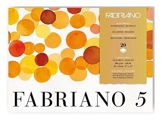 Бумага для акварели Fabriano Блок для акварели FABRIANO "5", 300г/м2, 26x36см, Фин, склейка 20 листов