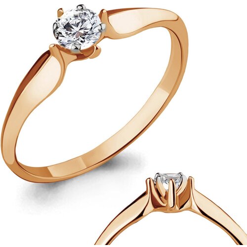 фото Золотое кольцо aquamarine 963707к с бриллиантом diamant-online