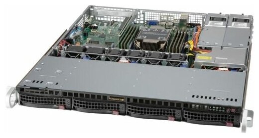 Серверная платформа 1U Supermicro SYS-510P-MR LGA4189, C621A, 8*DDR4(3200), 4*3.5" NVMe/SATA, 2*2.5", 2*M.2, PCIE, 2*Glan, VGA, 2*COM, 5*USB 3.2, 2*40