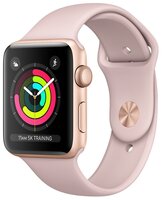 Часы Apple Watch Series 3 38mm Aluminum Case with Sport Band серебристый/белый