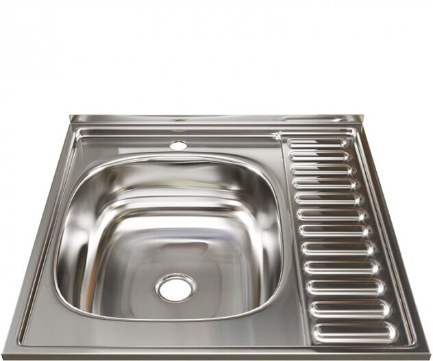 фото Мойка накладная (60х60/0,6/16) левая квадратная с сифоном 3 1/2MIXLINE/MELANA