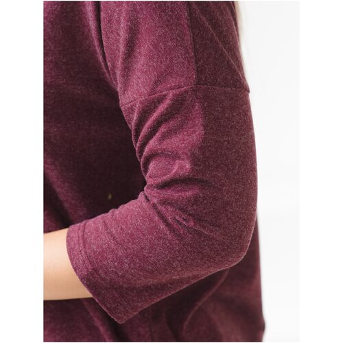 Джемпер Глория Трикотаж, длинный рукав, оверсайз, удлиненный, трикотаж, без карманов, размер 50, серый, бордовый