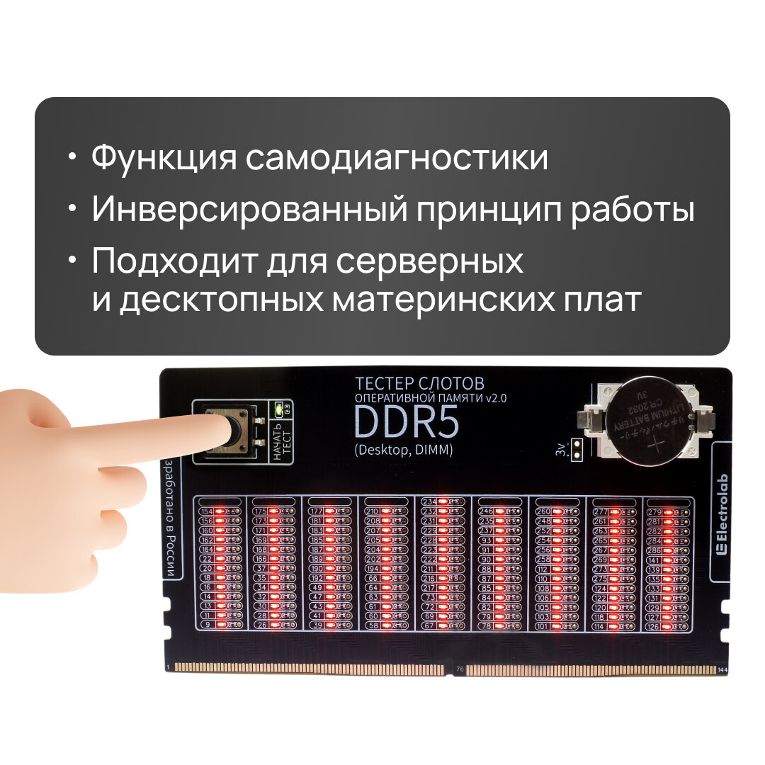 Тестер слотов оперативной памяти DDR5 v20