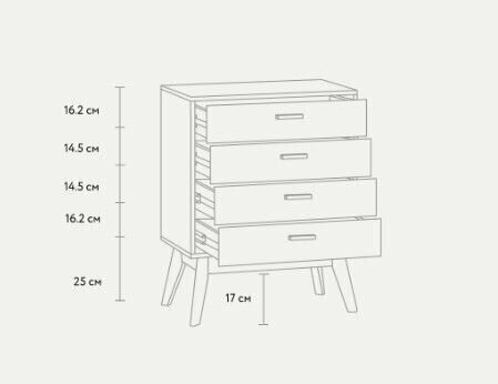 Комод Нордик-4 Wood Grey, 68 х 40 х 87 см