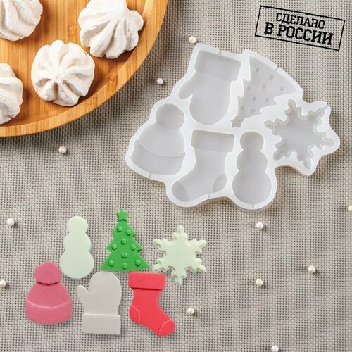 Силиконовый молд для леденцов и шоколада Новогодние леденцы 1513 см цвет прозрачный 1606₽