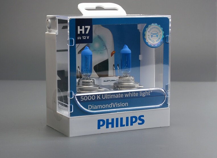 Светодиодные лампы автомобильные Philips автолампа цоколь H7 12972DV2 Diamond Vision 5000K белый лампочка комплект 2 шт