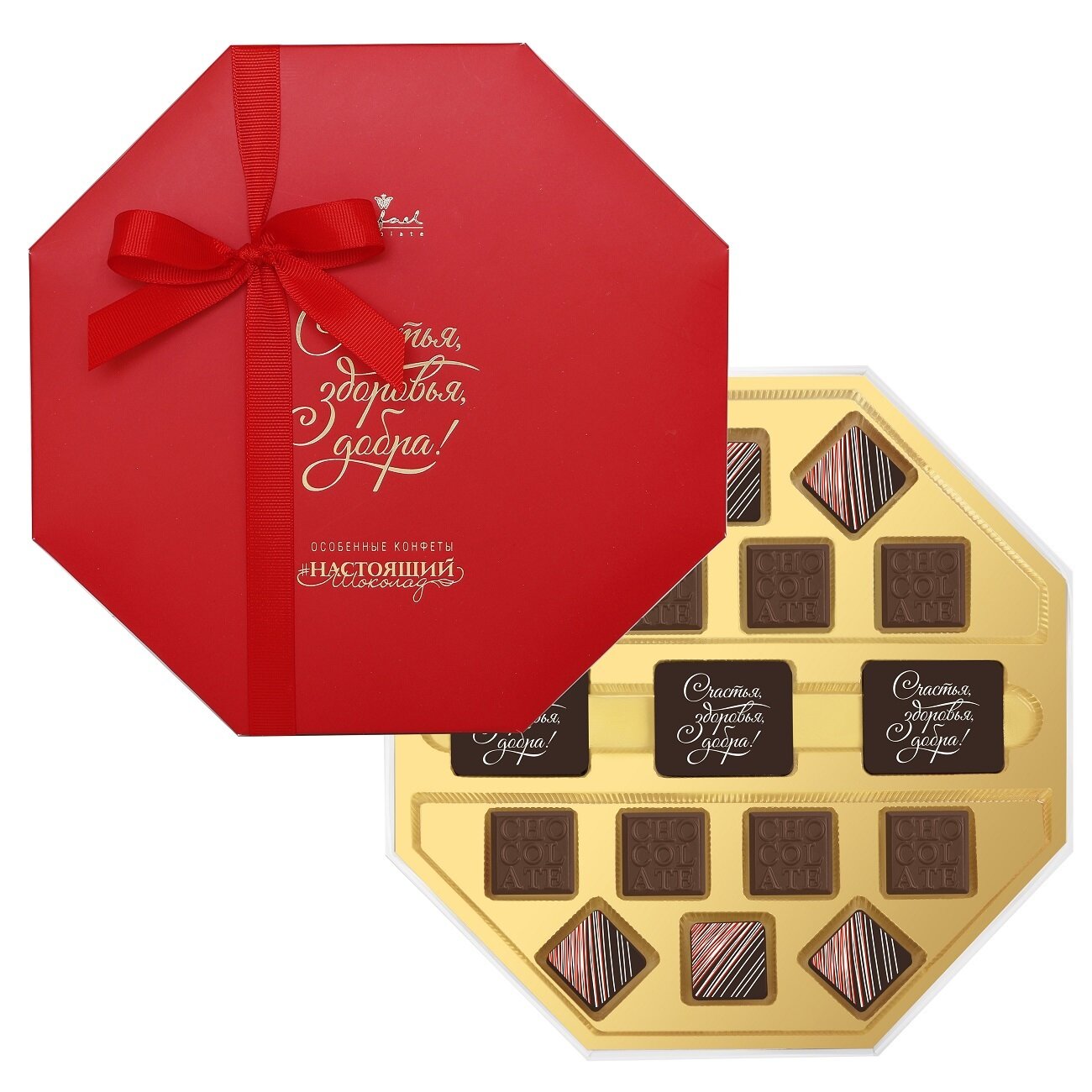 Шоколад, шоколадные конфеты типа "Ассорти" Восьмигранник Подарочный набор: "Конфаэль", 160г - фотография № 1