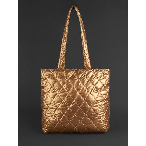 фото Сумка шоппер , фактура стеганая, золотой нет бренда
