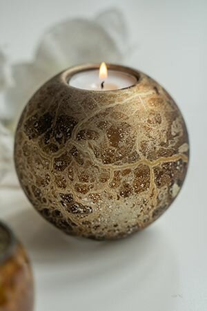 Подсвечник под чайную свечу мраморная магия, стекло, коричневый, 10 см, Goodwill P 33124