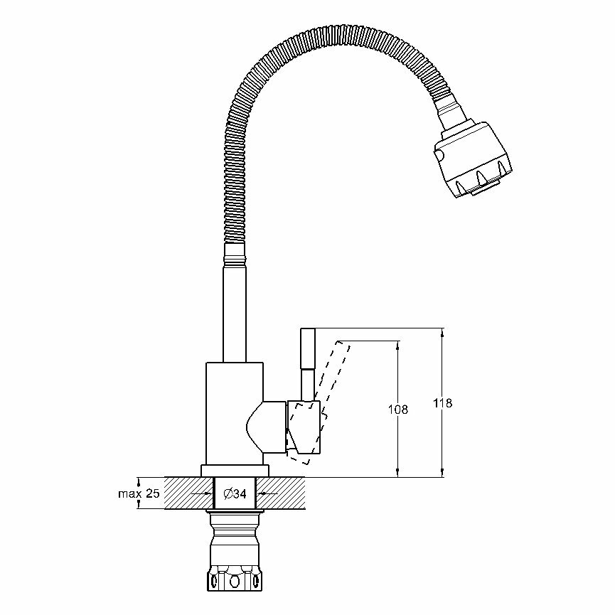 Смеситель для кухни (мойки) solone EZA4-A090 нержавеющая сталь