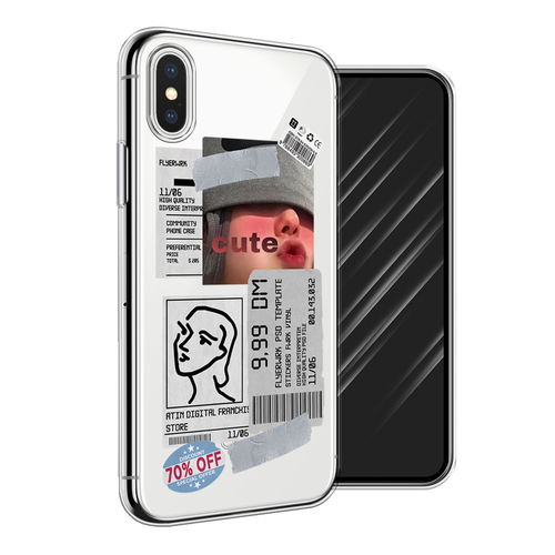 Силиконовый чехол на Apple iPhone X / Айфон X Cute girl collage, прозрачный