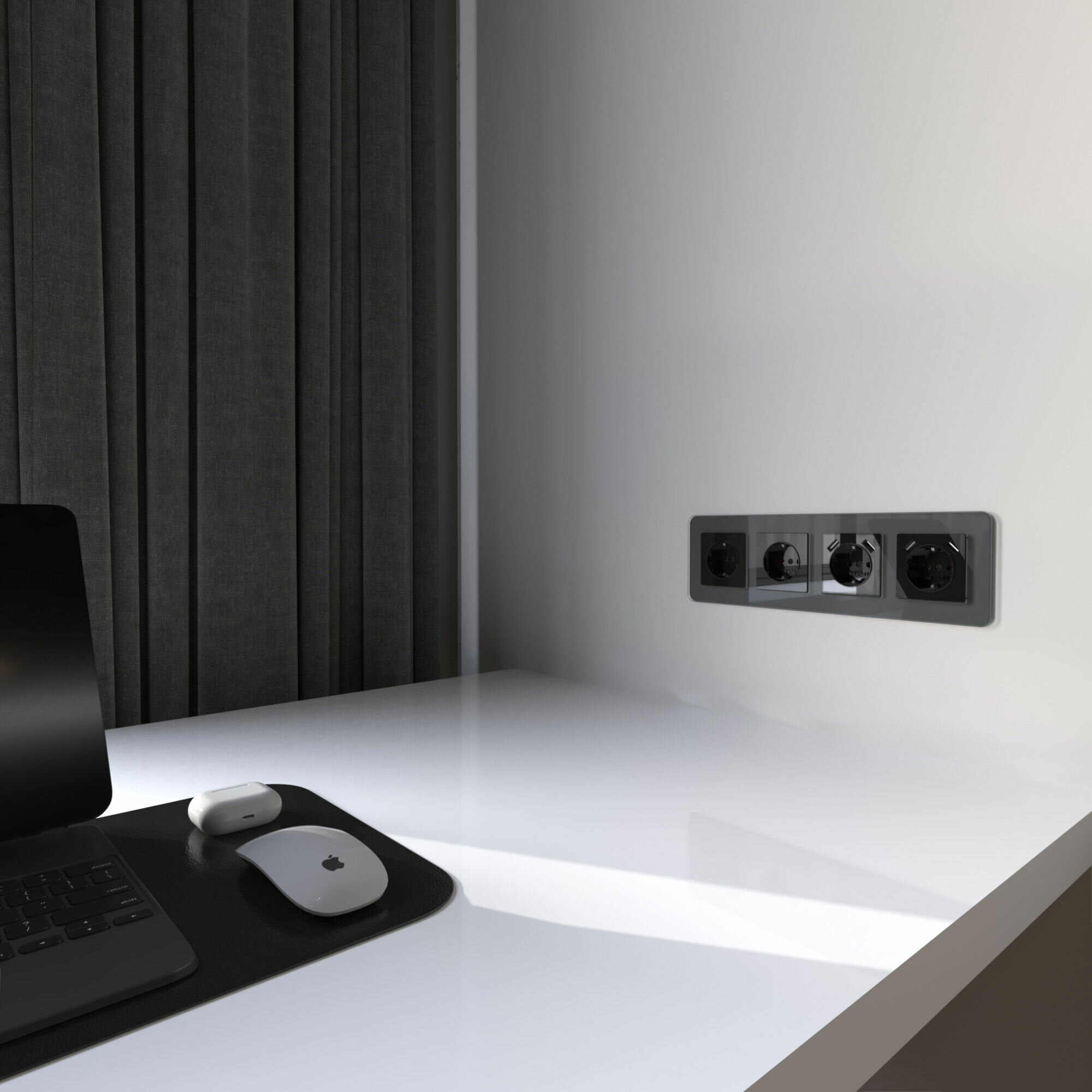 Накладка для розетки USB Werkel W1179548, цвет черный акрил - комплект 3 шт. — фото 1