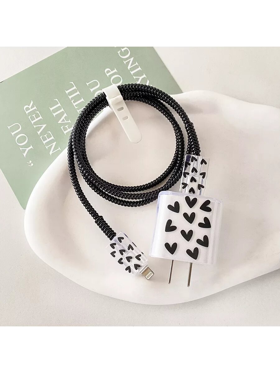 Силиконовый чехол для зарядного провода iPhone с защитой от повреждений, черный — фото 1