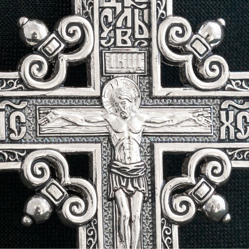 Крестик Леона, серебро, 925 проба, чернение, размер 8 см., серебро