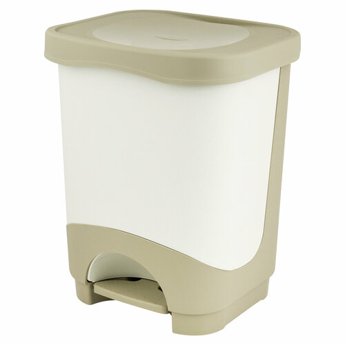Контейнер для мусора 18 л 32х28х40 см El Casa Бинго слоновая кость с капучино с педалью 1875₽