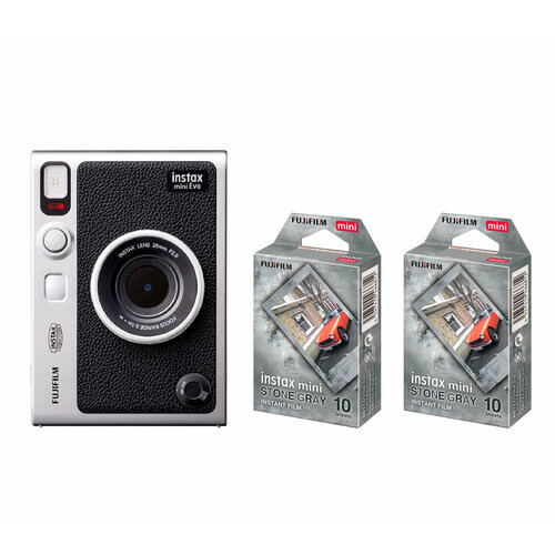 Фотоаппарат моментальной печати Fujifilm Instax Mini Evo черный 2 картриджа Stone Gray 40990₽