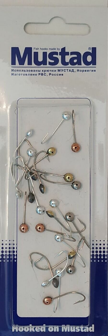 Набор мормышек дробинка 4 мм тип 20/02 крючки Мустад упаковка - 25 штук/блистер