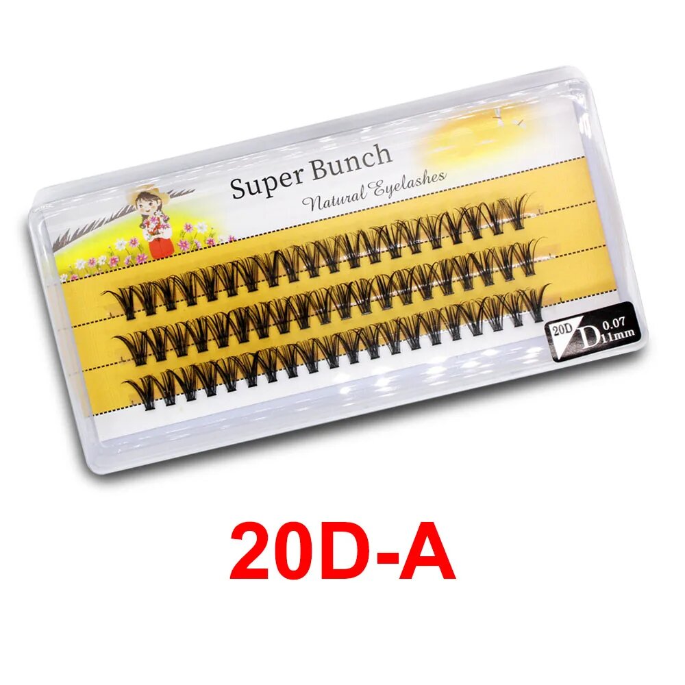 Индивидуальные накладные ресницы Super Bunch 30D/40D/60D/80D, 20D-A, C, 0.07 мм, 15 мм