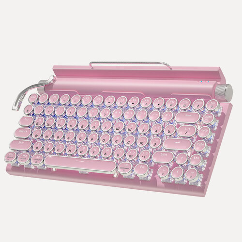 Изображение товара Механическая игровая беспроводная клавиатура в стиле ретро с возможностью горячей замены 83 клавиши, Bluetooth 5.0 + USB, возможность регулировки 14 режимов освещения, подходит для компьютера, ноутбука, мобильных игр, русская /английская клавиатура.