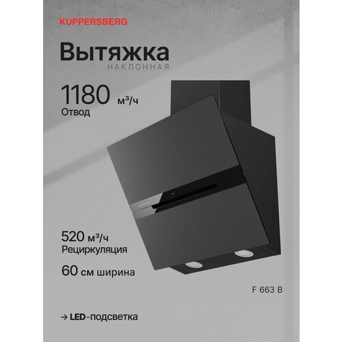 Вытяжка Kuppersberg F 663 B, наклонная, сенсорное управление, периметрическая система