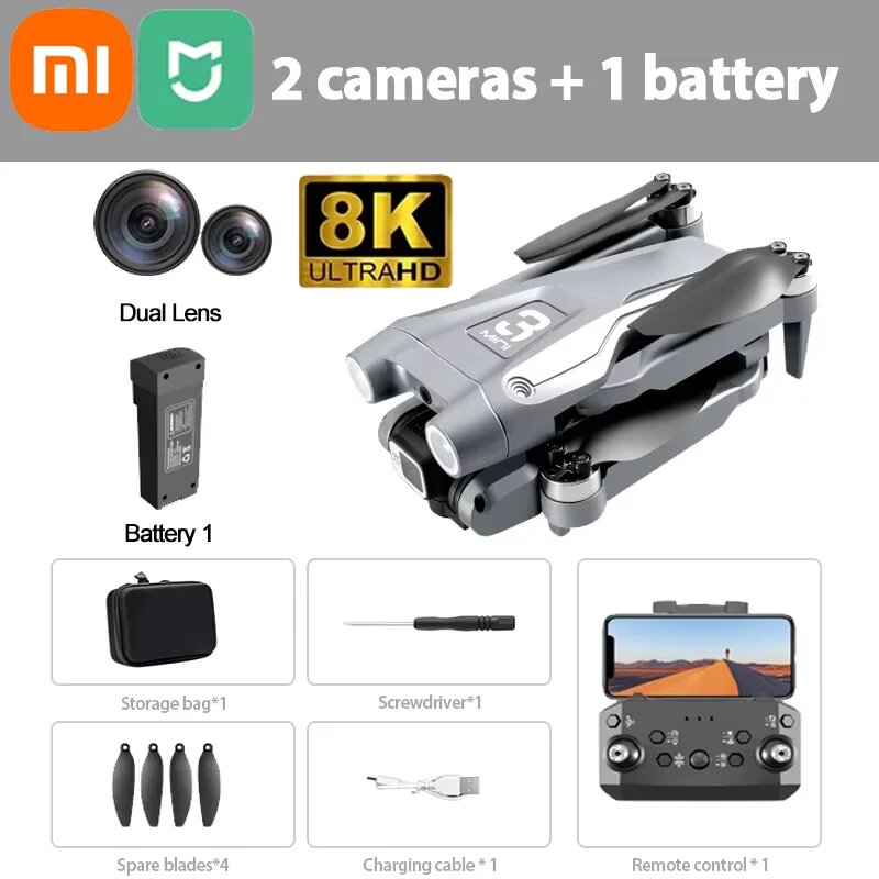 MIJIA Z908 PRO MAX Дрон 8K Grey Dual-8K-1B