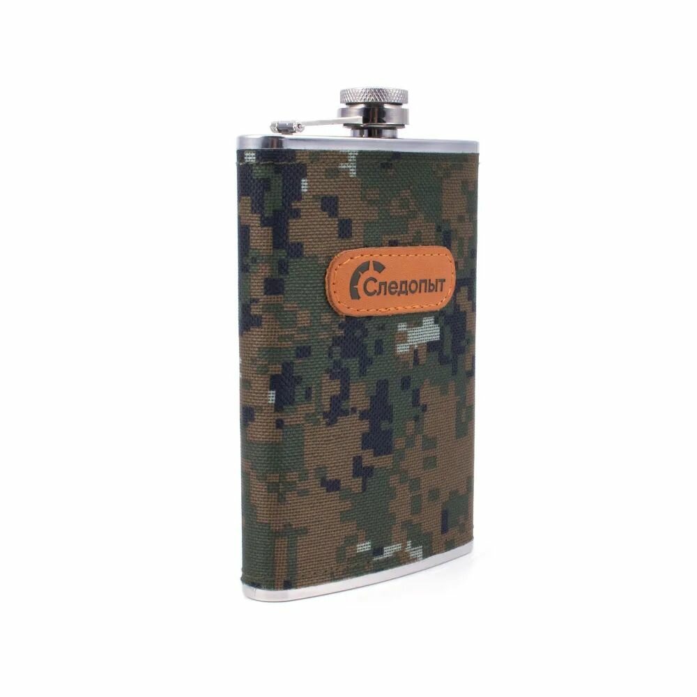 Фляжка "Следопыт" в оплетке из oxford camo pixel, 180 мл