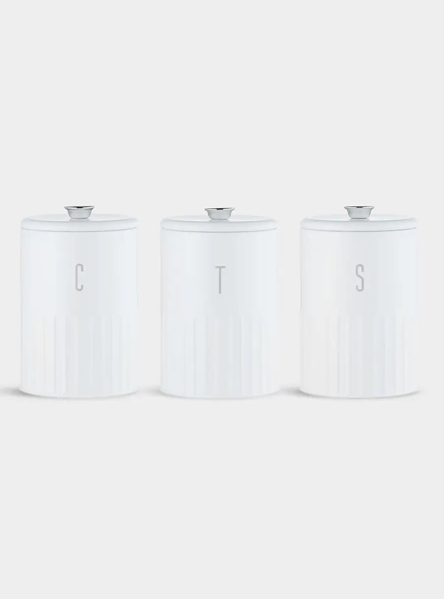 Набор банок для сыпучих продуктов  3 пр  1 35 л  h17 см  белые  Astor