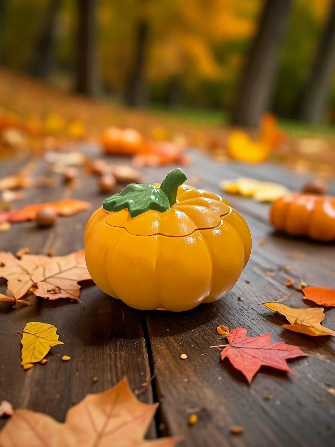 Декоративная шкатулка Тыква, 10*10*7 см - Золотой