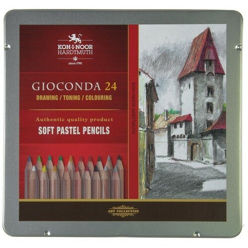 Пастель сухая в карандаше набор 24 цветов, Soft GIOCONDA 8828