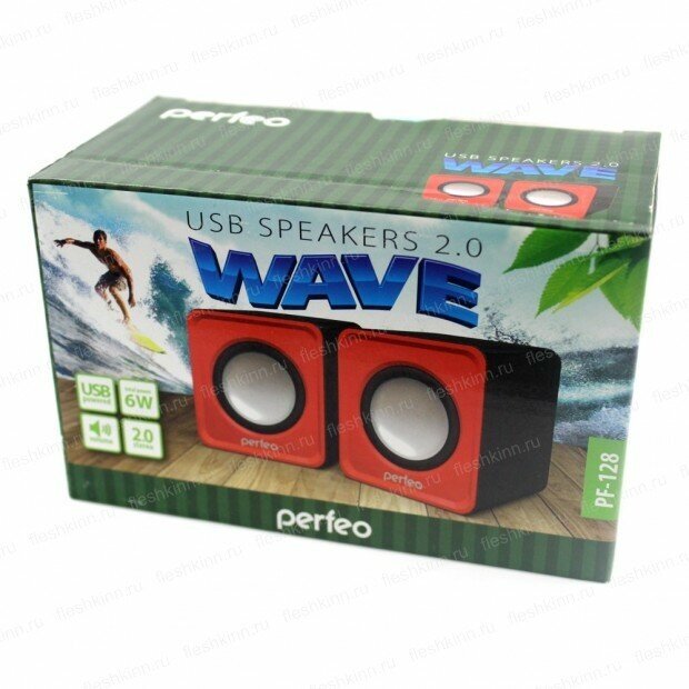 Колонки 2.0 Perfeo Wave PF-128-R, 6Вт