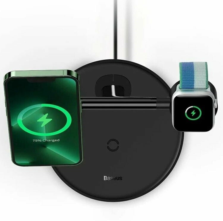 Зарядное устройство Baseus Swan 3-in-1 Wireless Magnetic Charging Bracket 20W Black WXTE000101