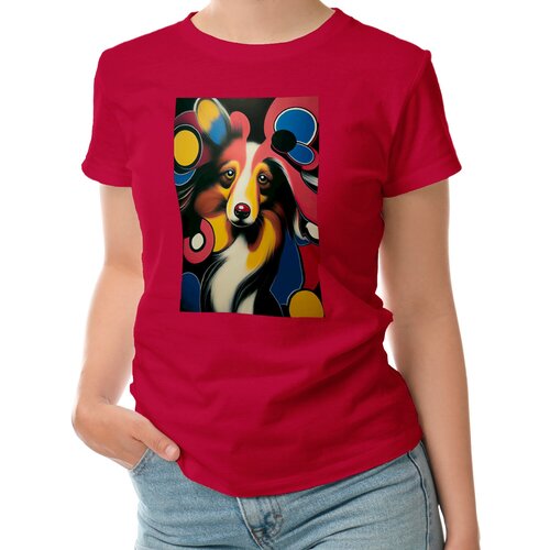 Женская футболка «Собака ,абстракция.» (L, темно-синий)