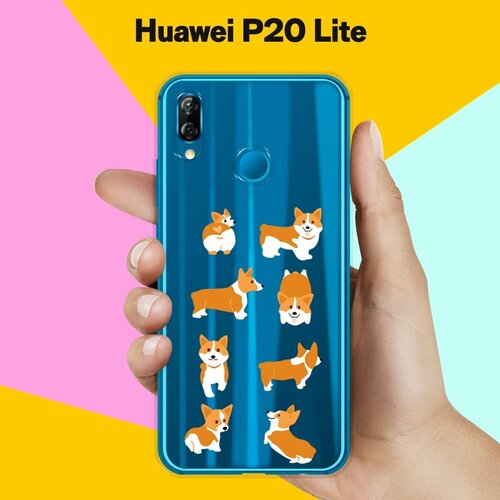 Силиконовый чехол 8 Корги на Huawei P20 Lite