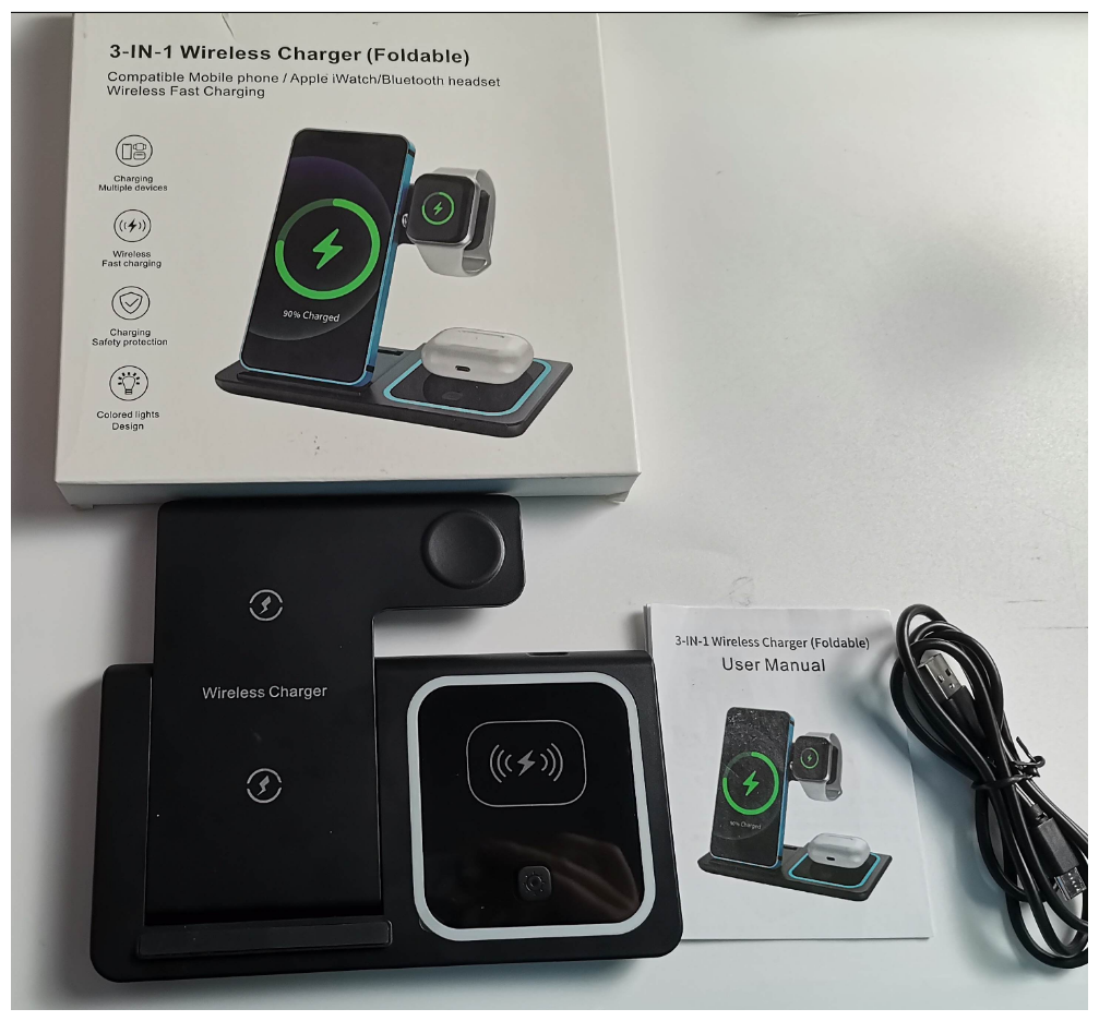Док-станция для беспроводной зарядки 3 в 1 для телефонов часов и наушников IPhone / Samsung / Xiaomi / Watch / AirPods / Qi
