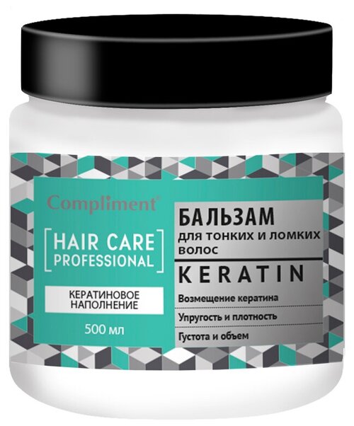 Compliment бальзам Hair Care Professional Keratin Кератиновое наполнение для тонких и ломких волос, 500 мл