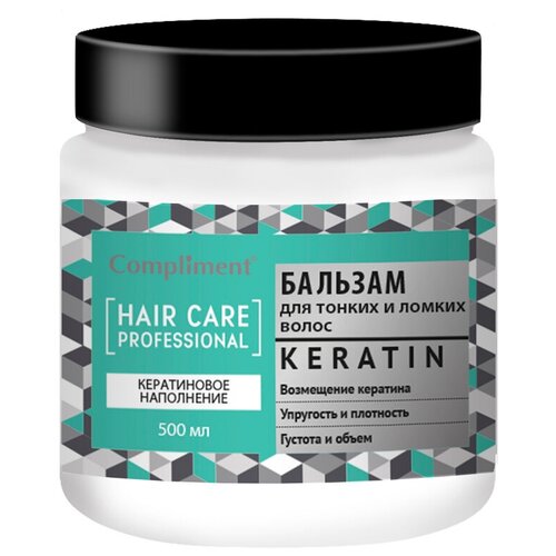 Compliment бальзам Hair Care Professional Keratin Кератиновое наполнение для тонких и ломких волос, 500 мл compliment бальзам hair care professional keratin кератиновое наполнение для тонких и ломких волос 500 мл